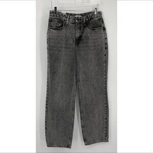 Good American 90s wide leg black gray jeans faded acid wash straight new 29 8